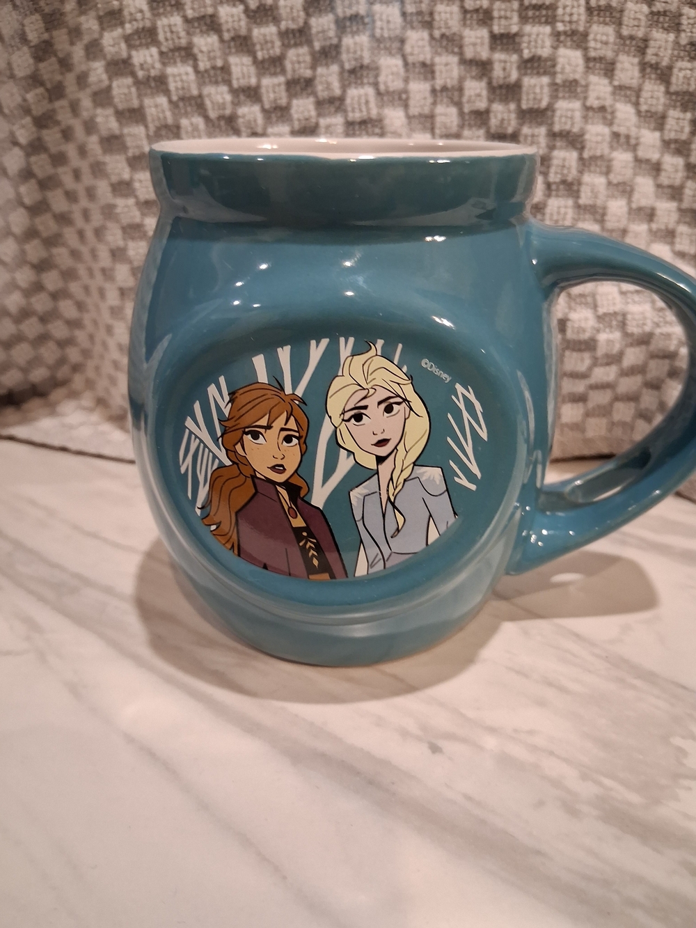 Disney Teal Blue Anna and Elsa Ceramic Mug Missing Spoon